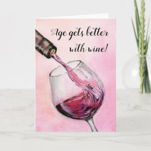 Belle et amusante peinture aquarelle carte d'anniv