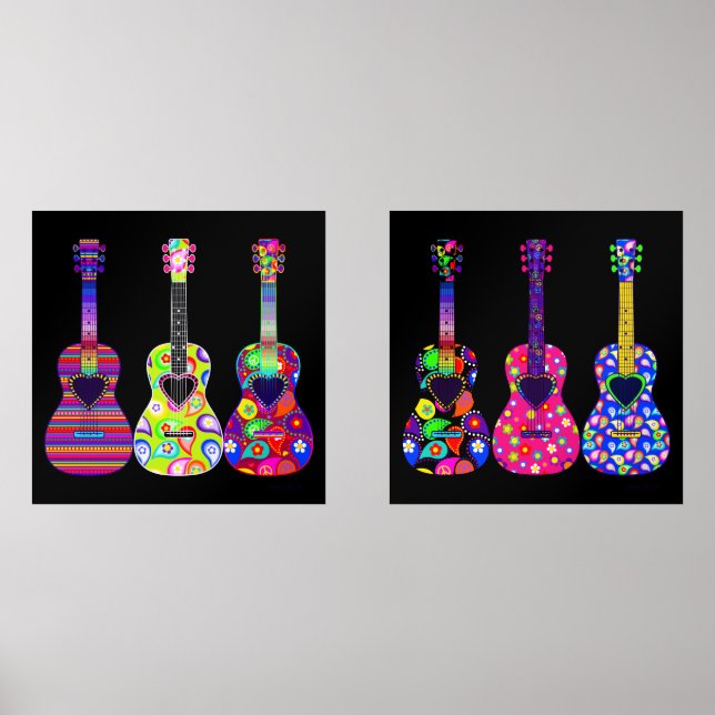 Belle et brillante Boho Hippie Style Guitares (Recto)