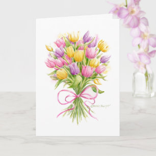 Belle et brillante Tulip Bouquet Carte d'anniversa