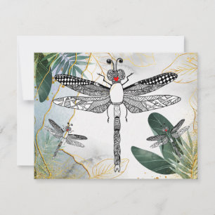 Belle et colorée carte de voeux de libellule