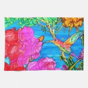 Belle et colorée colibri Serviette de cuisine