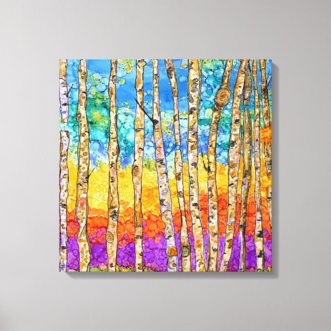 Belle et colorée toile d'arbres Aspen 20x20" (Recto)