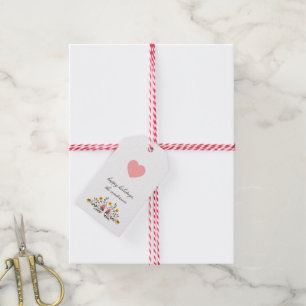 Belle étiquette cadeau de fleurs roses avec CoeurM