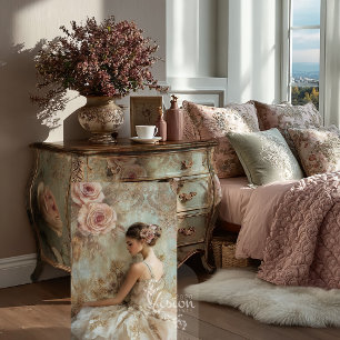 Belle Étude Gold Lace Ballerina Blush Rose Tissue Paper