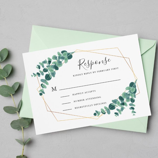Belle Eucalyptus Cartes de mariage géométrique RSV (Créateur téléchargé)