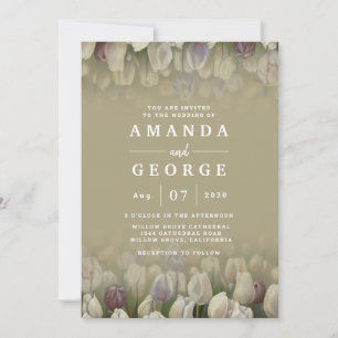 Belle faire-part de mariage avec tulipes blanches