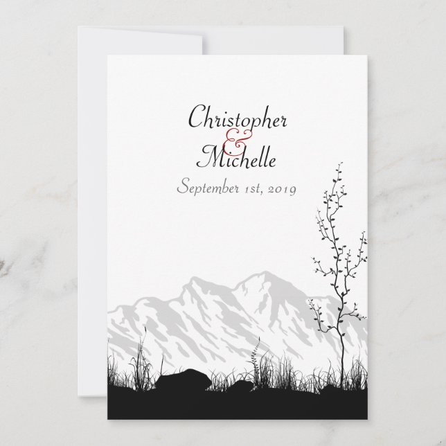 Belle Faire-part de mariage de montagne Silhouette (Devant)