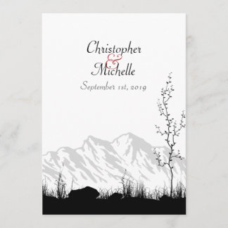 Belle Faire-part de mariage de montagne Silhouette