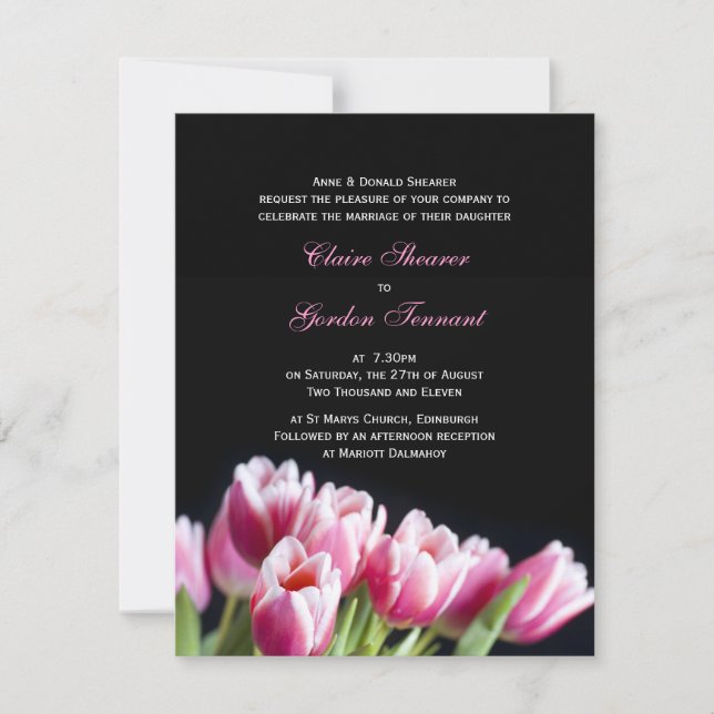 Belle Faire-part de mariage de tulipes roses (Devant)