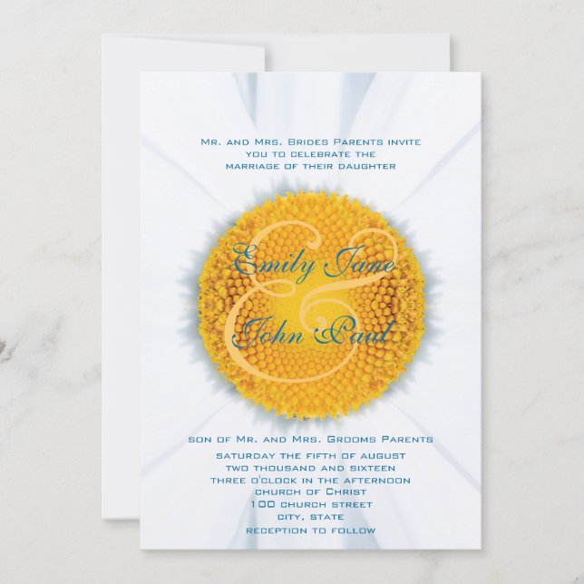 Belle Faire-part de mariage Elegant Daisy (Devant)