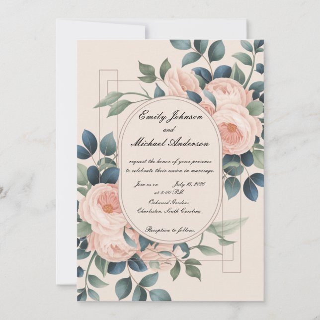 Belle Faire-part de mariage Florale (Devant)