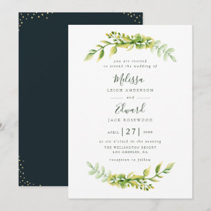 belle faire-part de mariage verte