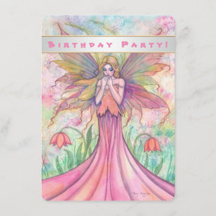 Belle Fée Rose Filles Invitations Anniversaire