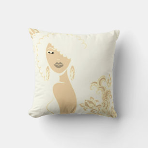 Belle femme Beige et Noir 2 Coussin