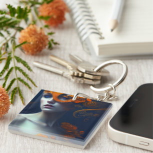 Belle femme en Orange AI Généré Art