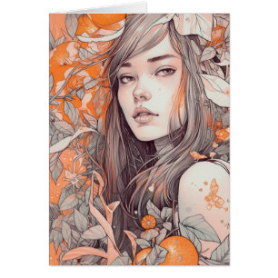 Belle Femme et Oranges Blank Inside Salutation