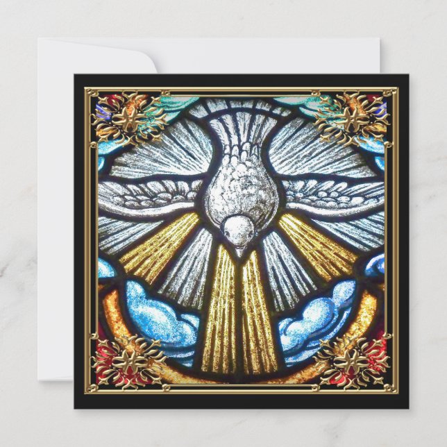 Belle Fenêtre en Verre Vitré Dove Cartes de deuil (Devant)