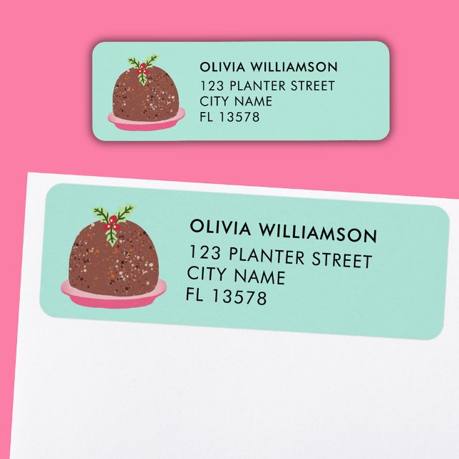Belle fête du Pudding de Noël (Cute 'My Little Pudding' Christmas address label)