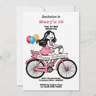 Belle fille à vélo Bonne carte d'anniversaire