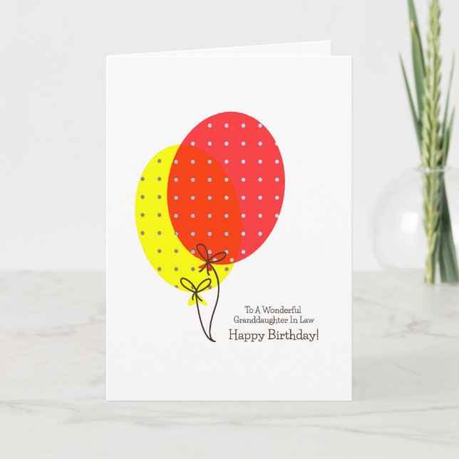 Belle-Fille En Droit Cartes D'Anniversaire Ballons (Devant)