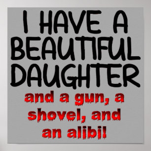 Belle Fille Pistolet Pelle Alibi Affiche Drôle