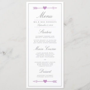 Belle Flèches Menu Mariage Dîner / Lilac et Grey