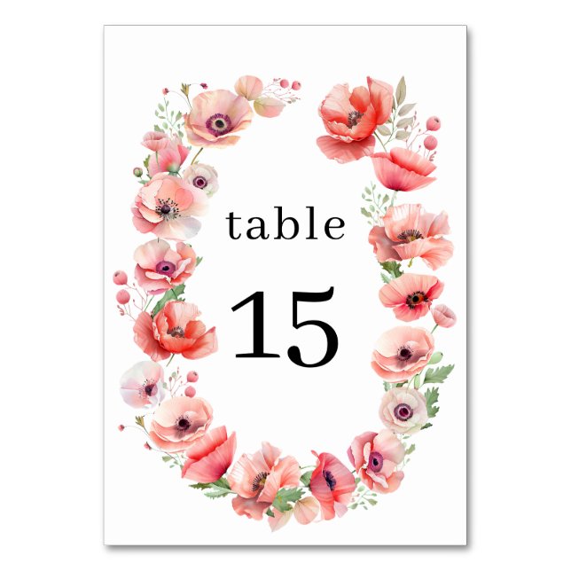 Belle fleur de pavot rose et rouge Numéro de table (Par défaut)