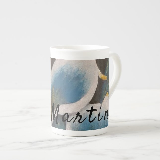 Belle Fleur Personnalisée Os Chine Mug (Devant droit)