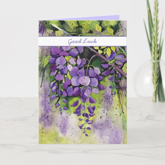 Belle Fleurs De Wisteria En Carte Aquarelle (Devant)