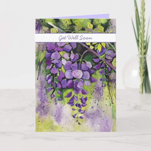 Belle Fleurs De Wisteria En Carte Aquarelle (Devant)