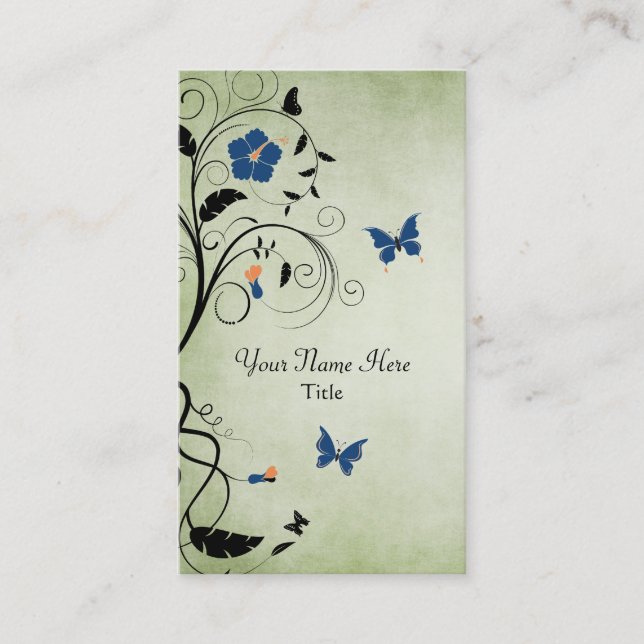 Belle Fleurs et Papillons Carte de visite (Devant)