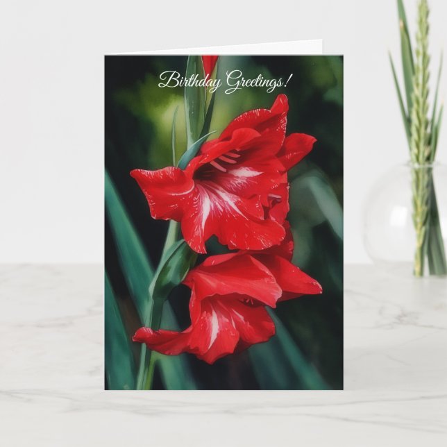 Belle Fleurs rouges Jardin Art Carte d'anniversair (Devant)