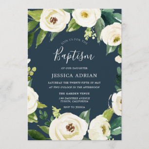Belle Fleurs Turquoise Invitation Baptême
