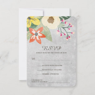 Belle floraison Mariage carte RSVP   Gray   PERSON