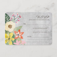 Belle floraison Mariage Carte RSVP / Gris