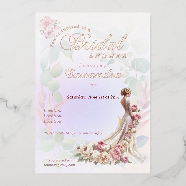 Belle Floral Feminine nuptiale Invitation (Recto)