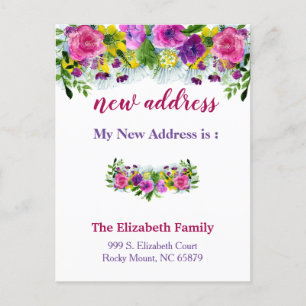 Belle Floral Nouvelle Adresse Moving Faire-part