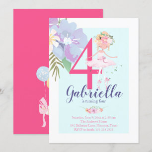 Belle florale Ballerina Invitation Anniversaire