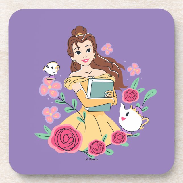 Belle & Friends Bookish Blooms Coaster (Front)