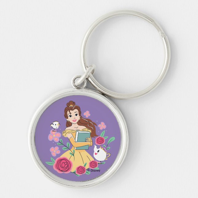 Belle & Friends Bookish Blooms Keychain (Front)