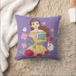 Belle & Friends Bookish Blooms Throw Pillow<br><div class="desc">Bring magic and joy to your day with this bright and whimsical Belle graphic featuring Chip, Mrs. Potts, and a garden full of cheerful blossoms! Dressed in her iconic golden gown and holding a beloved book, Belle is ready to charm bookworms and Disney fans alike. Perfect for customizing on everything...</div>