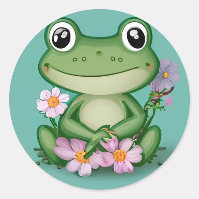 Belle Froggy avec Sticker Fleurs Roses (Devant)