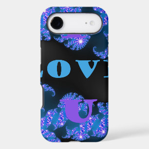 Belle Galactique Blue Love Texte Motif Design,