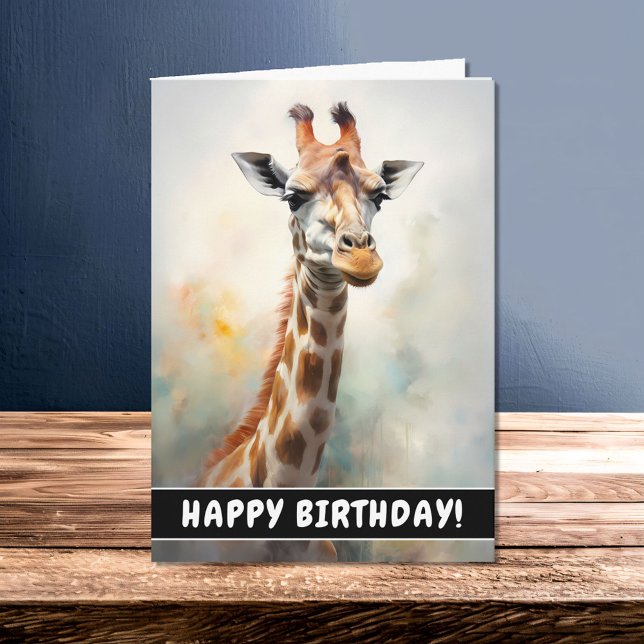 Belle Giraffe Portrait Carte Anniversaire (Créateur téléchargé)