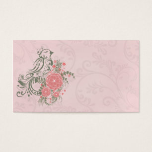 Belle girly tourbillonne fleurs oiseau rose gris