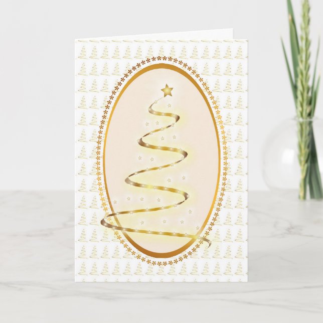 Belle Gold Christmas Tree Carte personnalisable (Devant)