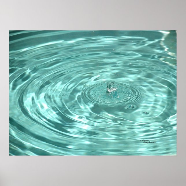 Belle goutte d'eau bleue calmante ondule Poster (Devant)