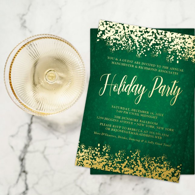 Belle Green Gold Fête Foil Invitation (Créateur téléchargé)