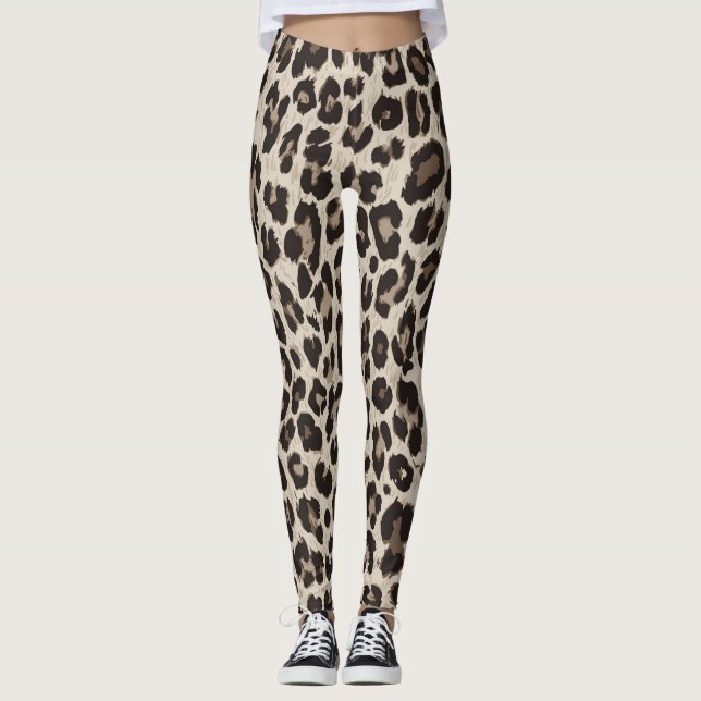 Belle Gris Poster de animal Brown Leggings Yoga (Devant)