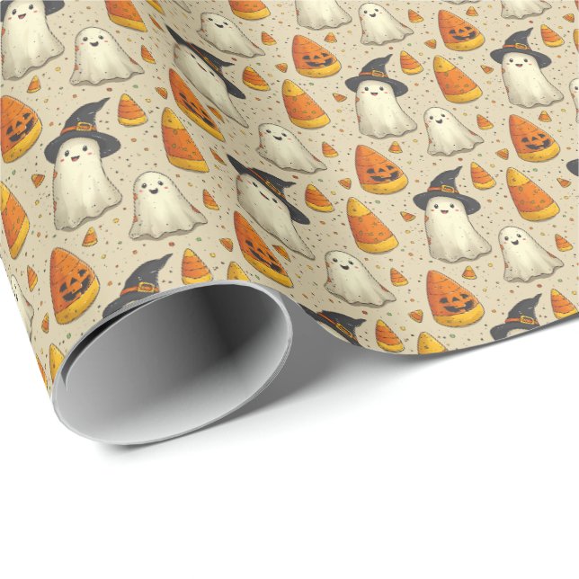 Belle Halloween Papier Cadeau Enveloppement Fantôm (Coin rond)